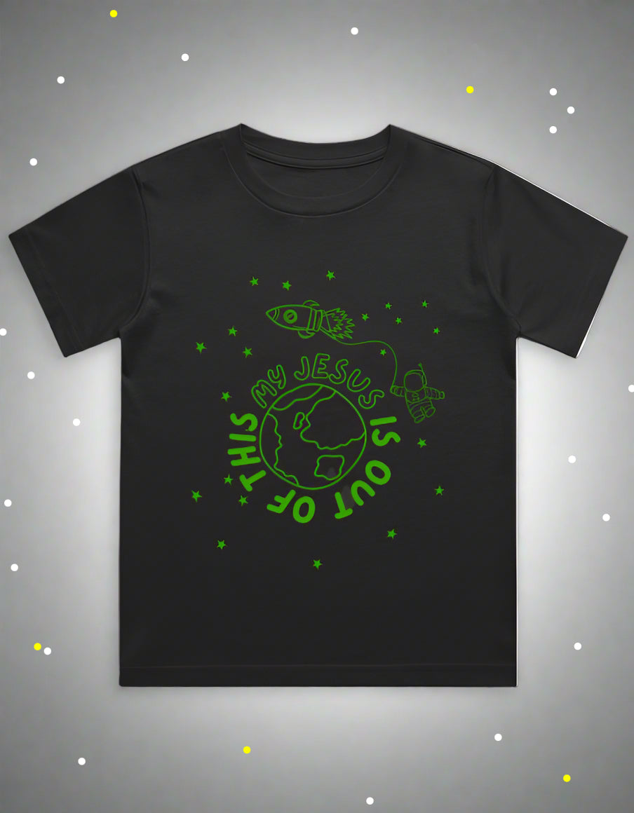 My Jesus is out of this world - Glow in the Dark Kids Tee